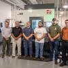 Haas Factory Outlet representative Ken Wawrzyniak, sales engineer, joins Pennsylvania College of Technology representatives in the college’s Automated Manufacturing Lab to celebrate a donation from the Gene Haas Foundation. From left are Richard K. Hendricks Jr., instructor of machine tool technology/automated manufacturing; Chris S. Macdonald, corporate relations officer; Wawrzyniak; and students Jason M. Stringfellow, of Jersey Shore; Nathan A. Rivera, of Temple; Jacob P. Eames, of Schwenksville; and Aust