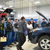 Joe Cordoni, service technician at Blaise Alexander Chevrolet of Muncy, explains a repair order on which he's working.