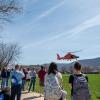 A Dolphin helicopter, flown from Atlantic City, N.J., by the U.S. Coast Guard, departs Pennsylvania College of Technology during the inaugural Wildcat Rotorfest, held April 11. 