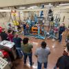 Participants in the Plastics Innovation & Resource Center's recent Extrusion Seminar & Hands-On Workshop at Pennsylvania College of Technology gather for instruction from Nathan A. Rader-Edkin (left), PIRC program manager; and Christopher J. Gagliano, PIRC project manager. 