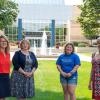 for the School of Engineering Technologies at Pennsylvania College of Technology are a source of inspiration for students like Lauryn A. Stauffer (third from left), who is majoring in automation engineering technology: robotics and automation. 