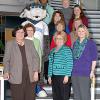 Penn College employees and the college mascot gather to celebrate progress toward endowment of a scholarship memorializing a co-worker.