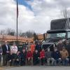 Students, faculty and UPS Freight representatives – including two Pennsylvania College of Technology alumni – gather with a retired vehicle donated to the college.