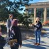 Students talk with Hoderny-Hill during their Longwood Gardens visit.