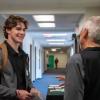 With a genuine smile in his skill set, Mason W. Horner, a second-year student in electrical technology from Huntingdon Valley, enjoys conversation with a GAF employee. 