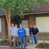 From left are students Luke C. Miller, of Wexford; Mickey D. Malec, of Roaring Brook Township; Jake A. Seasock, of Lancaster; and Lila A. McKeon, of Montoursville; city employee Jennifer J. Dudek, a 2008 alumna of Penn College's forest technology major; and Carl J. Bower Jr., assistant professor of horticulture.