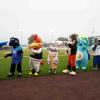 mascots on the baseball field