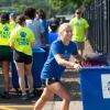 student rolling move-in bin 