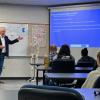 alumnus speaking in radiography classroom