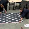 students working on blankets