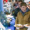 students in line at Midnight Breakfast