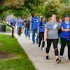 Walkers, many of them clad in Wildcat blue, fill the Penn College mall during 2017’s Ouf of the Darkness event. (Photo by Rachel A. Eirmann, student photographer)