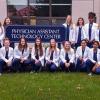 Fourth-year physician assistant students gather outside the Physician Assistant Center to celebrate national PA week. (Photo by Tina R. Strayer, coordinator of physician assistant studies)