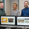 From left: Luke A. Bierly, of Centre Hall; Alexis M. Botek, of Pottsville; and Brandon M. Wolff, of Effort, all seniors in Penn College’s graphic design major, pose with their design work honored in the national Flux Student Design Competition. Joseph N. Colyer (not in the photo), a 2018 graphic design graduate originally from Selinsgrove, earned “Best in Category UX/UI” for his Depression and Bipolar Support Alliance project created when we was a student.