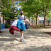 Seth J. Bradley follows the Wildcat's path, toting his comforter, pillow, etc. into York Hall. A Pottstown resident, he’s enrolled in landscape/horticulture technology: landscape emphasis. 