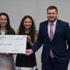 Hughesville High School students (from left) Lauren Hall, Valerie Ammar-Khodja and Logan Woolcock were awarded $1,791 to realize a planned Race to Freedom in late August.