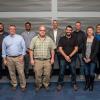 The provost joins this year's cohort for a class photo. Front row (from left): Habalar, Richards, Anstadt, Stepp, Rich and Campbell. Back row (from left): Motto, Vistarakula, Reed, Nagy and Warner.