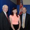 Alexandra R. Klementovich is awarded this year's Peggy Madigan Memorial Leadership Scholarship by state Sen. Gene Yaw (left) and Robb Dietrich, executive director of the Penn College Foundation. Klementovich, a senior at Montoursville Area High School, will be a pre-nursing major at the college starting this fall.