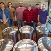 The first graduating class from Pennsylvania College of Technology’s brewing and fermentation science major all have jobs lined up in the industry. lab. From left are: William B. Ernst-Wingfield, of Picture Rocks; Mark R. Kitchen, of Danville; Christopher P. Good, of State College; Luke H. Brown, of Beaver; Sean J. Hamilton, of Buffalo, N.Y.; and Ryan J. Hampton, of Williamsport.