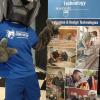 The college's mascot points out some of the career possibilities in the School of Construction & Design Technologies.