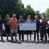 Members of the Susquehanna Valley Corvette Club deliver a scholarship check and join the four latest Penn College students to receive awards from the fund. From left are Ray Harmon; students Jordan W. Boop, of Williamsport, and Logan K. VanBlargan, of Bloomsburg; Kim Walker; students Alex H. Romas, of Collegeville, and Brady K. Collins, of Catawissa; Al Clapps, chair of the club’s car show committee; Bill Alsted; Paul Butters; Jim Campbell; Dave Cappa; Ed Moore and Jack McDermott.