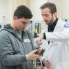 Physician assistant major Curtis R. Gehman, of Mill Hall, shares a heartfelt "Day in the Life of a PA" with Elijah Sweeney, from Lehigh Valley Academy.