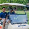 A driver, donning "drunk goggles," safely replicates impairment of judgment and faculties while motoring near the Thompson Professional Development Center.