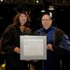 Terri A. Stone (left), assistant professor of nursing programs, was presented with an Excellence in Teaching Award by President Davie Jane Gilmour during Pennsylvania College of Technology’s Summer 2019 Commencement ceremony Aug. 10 at the Community Arts Center.