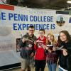 Sixth-graders from Fleetwood Area Middle School in Berks County proudly show off their keepsake aircraft, some of the 70 or so built at the college's booth that day.