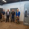 Standing between two of the three KOHLER units donated by Fidelity Power Systems to Pennsylvania College of Technology are (from left) Fidelity's Ryan Hannigan, operations support, and Charlie Hicks, vice president service operations; and, from Penn College, John D. Motto, diesel equipment technology instructor; and Elizabeth A. Biddle, senior corporate relations director. 