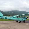 A Cessna 175C airplane donated by alumnus Gary Gable sits at its new home at Pennsylvania College of Technology’s Lumley Aviation Center. (Photo by Becky J. Shaner, alumni relations specialist)