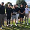 Celebrating their winning effort at this past week's Williamsport Country Club Collegiate are (from left) golfers Tyler Marks, Tyler Haynes, Brian Whelan, Austin Moscariello and Ned Baumbach, and coach Matt Haile.