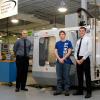 From left, Penn College scholarship recipients Austin R. Ayars, of Nazareth; Dakota J. Endress, of Josephine; and Austin R. Schaeffer, of Oley, gather in the Haas Technical Education Center within Penn College's automated manufacturing lab. A fourth recipient, Samuel N. Schwyter, of Williamsport, was absent.