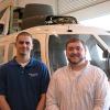 Awarded training scholarships from the Helicopter Association International were Steven S. Mellott, State College, left, and Max K. Wundschock, Perkasie, juniors in Penn College’s aviation maintenance technology major.