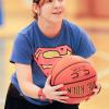 Alyssa C. Fernandez, a general studies major from Lancaster, gets an "E" for effort in her unsuccessful quest for a half-court payoff.