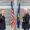 Army ROTC cadet Joshua E. Norris, of Gratz, Dauphin County (left), was commissioned as a second lieutenant during a ceremony at Pennsylvania College of Technology. The oath is administered by Lt. Col. Lance Shaffer, a Norris family friend.