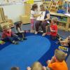 Neva E. Simcox, a group leader in the Dunham Children’s Learning Center at Pennsylvania College of Technology, leads a group of preschoolers at the center, which received a Keystone Stars Education and Retention Award.