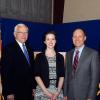 Sapphire Naugle is awarded the 2015 Peggy Madigan Memorial Leadership Scholarship by state Sen. Gene Yaw (left) and Robb Dietrich, executive director of the Penn College Foundation. Naugle, a senior at Jersey Shore Area High School, will be a plastics and polymer engineering technology major at Penn College starting this fall.