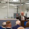 Marshall D. Welch III reminisces during the August 2017 dedication of the makerspace that bears his family's name.