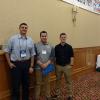 David H. Guarriello (left), of Bethlehem, and Zachary N. Wilkinson (right), of North Wales, construction management majors at Penn College, meet with Fall 2019 freshman Mike R. Miller during the Pennsylvania Technology Student Association State Conference in Seven Springs. Miller, of Montgomery, enjoyed the opportunity to talk with two students in his future major about coursework, internships and career opportunities. 