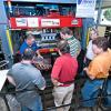 Christopher J. Gagliano, program manager of Pennsylvania College of Technology’s Thermoforming Center of Excellence, demonstrates a process for participants in the National Hands-On Thermoforming Workshop.