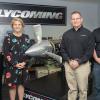 From left, acknowledging a Lycoming Engines gift of 15 aircraft engines to Penn College are Walter V. Gower, assistant dean of transportation and natural resources technologies, and  Loni N. Kline, vice president for institutional advancement. Representing Lycoming Engines are Gregg Shimp, vice president of integrated operations, and Christopher Gayman, supervisor of product support (and a Penn College alumnus).