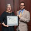 Mark A. Atwater, an associate professor of materials and manufacturing technology at Millersville University, was presented with a Distinguished Alumni Award by President Davie Jane Gilmour at Penn College’s Summer Commencement ceremony on Aug. 4.