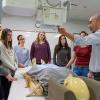 Qiang Cao (right), instructor of radiography at Pennsylvania College of Technology, leads students in capturing images in the college’s digitally equipped radiography lab. The college’s radiography program is celebrating National Radiologic Technology Week.