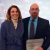 College Health Services Ellen K. Cero and Carl L. Shaner accept an American Red Cross award for their stewardship of campus blood drives. (Photo by Jennifer McLean, associate dean of student affairs)