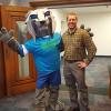 Alumnus Derek F. Knipe, a manufacturing engineer at PMF Industries in Williamsport, gets a Wildcat welcome back to campus.