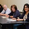 Four Penn College faculty members participated in a panel discussion at the annual conference of the Pennsylvania Sociological Society, hosted Oct. 11-13 by the college. From left, are Craig A. Miller, assistant professor of history/political science; Roy P. Fontaine, professor of psychology; Richard Sahn, instructor of psychology/sociology; and Vinay Bahl, associate professor of sociology.