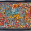 Sharon Wall's "War Horse," – cotton fabric, quilt binding, polyester thread, fabric paint, fabric dyes and metallic foil, 40x59 inches