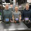 An all-female team from Penn College will compete for gold in welding fabrication at the SkillsUSA National Championships in late June. From left are Natalie J. Rhoades, Weedville; Joelle E. Perelli, Bath; and Erin M. Beaver, Winfield. The three students are seeking bachelor’s degrees in welding and fabrication engineering technology.