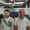 Teagan M. Low (left), a Penn College junior, and May graduate Kevin Pradel earned certification and multiple endorsements that substantially add to their credbility in the aviation maintenance field. (Photo provided)